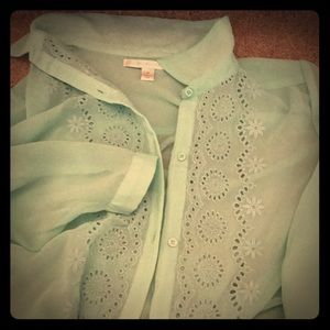 Long sleeve teal dress shirt